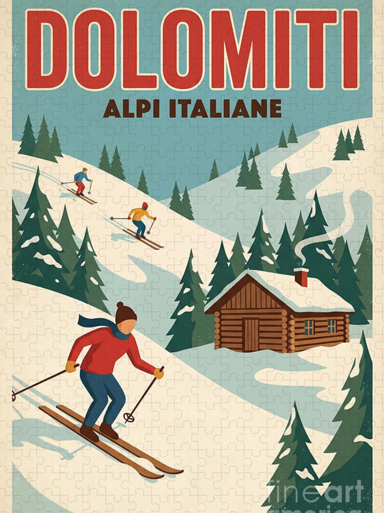 Vintage Skiing in the Italian Alps Jigsaw Puzzle Adventure
