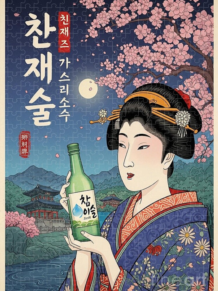 Soju Vintage Japanese Poster Jigsaw Puzzle: Elegant & Timeless