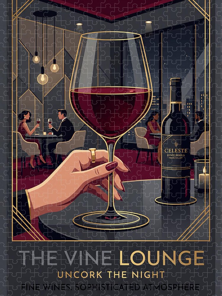 Sophisticated Lounge Evening Jigsaw Puzzle: Uncork the Night
