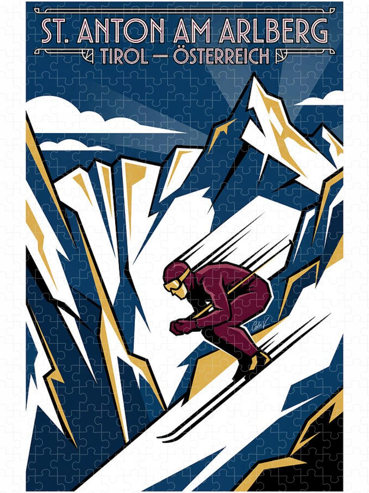 Vintage Ski Poster Jigsaw Puzzle: St. Anton am Arlberg Alpine Scene