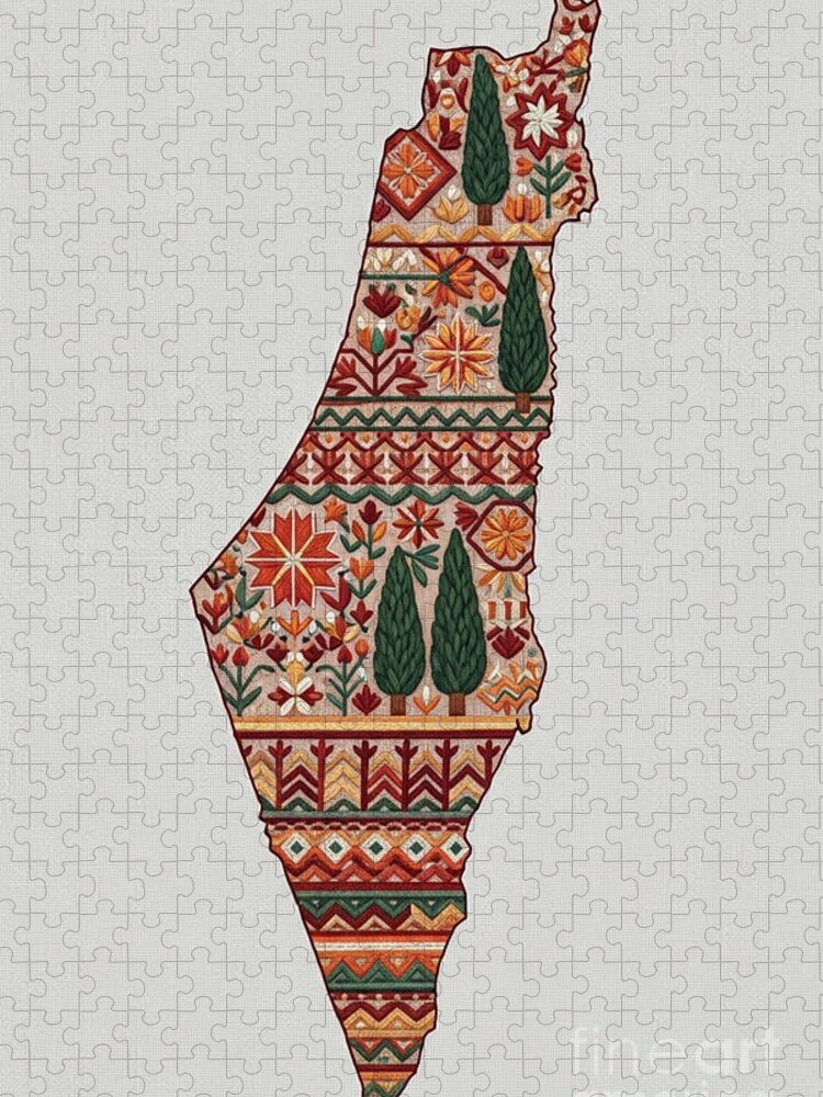 Stitched Borders Palestine Jigsaw Puzzle: Cultural Artistry