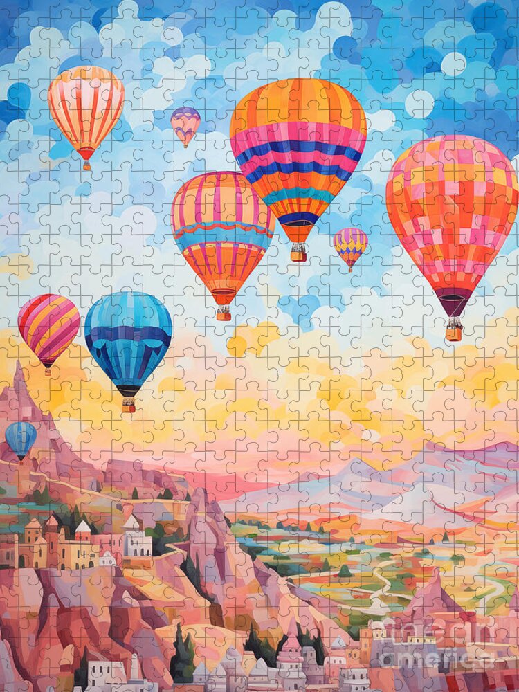 Sunrise in Cappadocia Jigsaw Puzzle: Hot Air Balloons & Scenic Landscapes