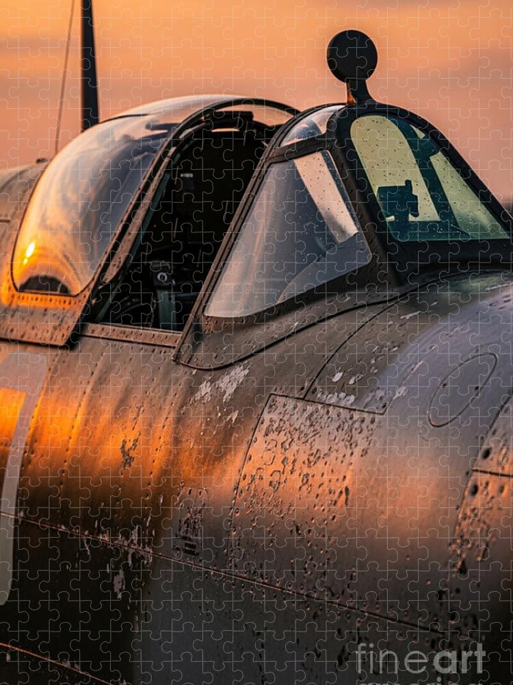 Vintage Spitfire Cockpit Jigsaw Puzzle at Sunset