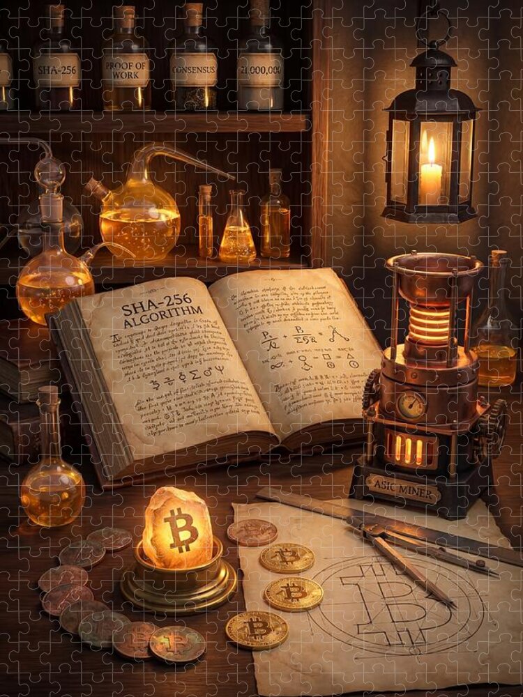 The Alchemist's Formula: Steampunk Bitcoin Laboratory Jigsaw Puzzle