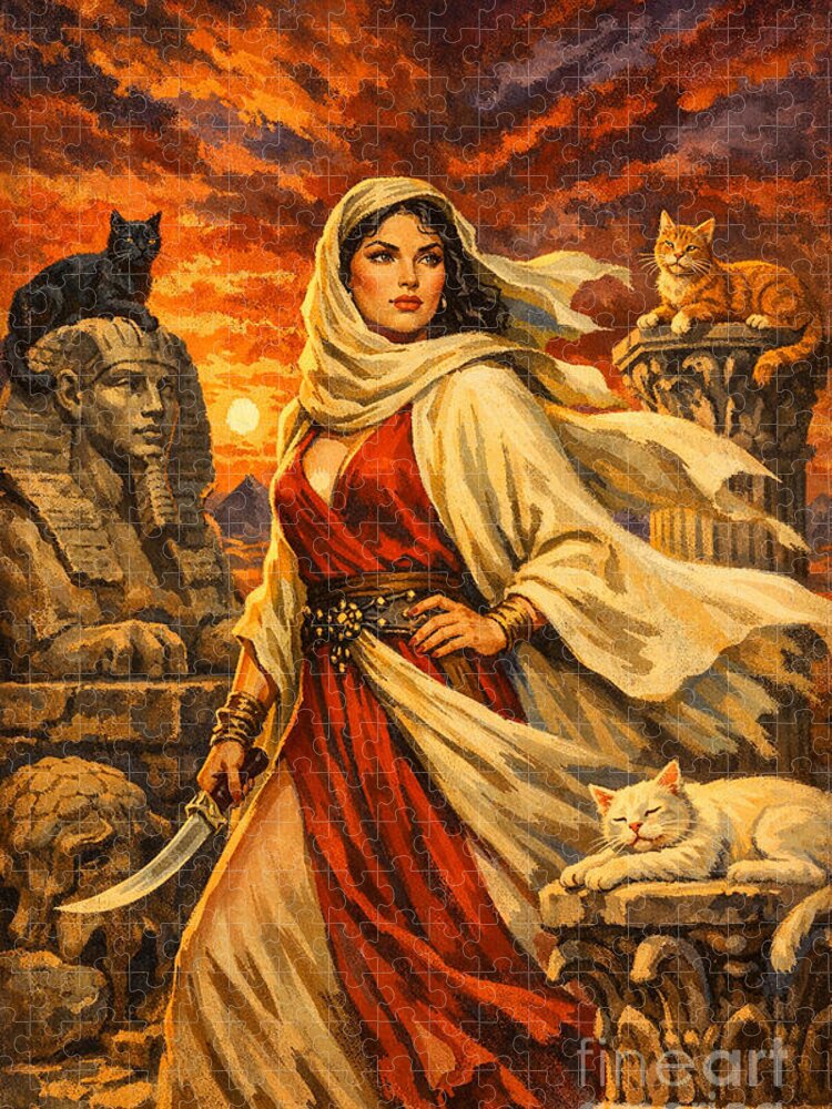 The Guardian of the Feline Realm: A Captivating Jigsaw Puzzle
