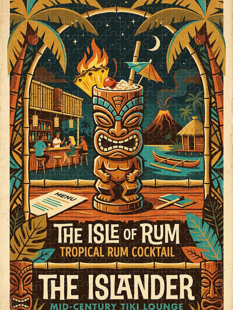 The Isle of Rum Tiki Bar Jigsaw Puzzle: Retro Tropical Escape