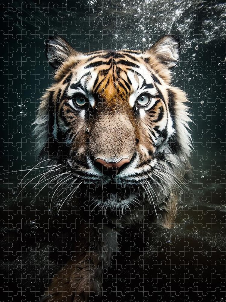 Tiger Underwater Jigsaw Puzzle: A Captivating Wildlife Scene