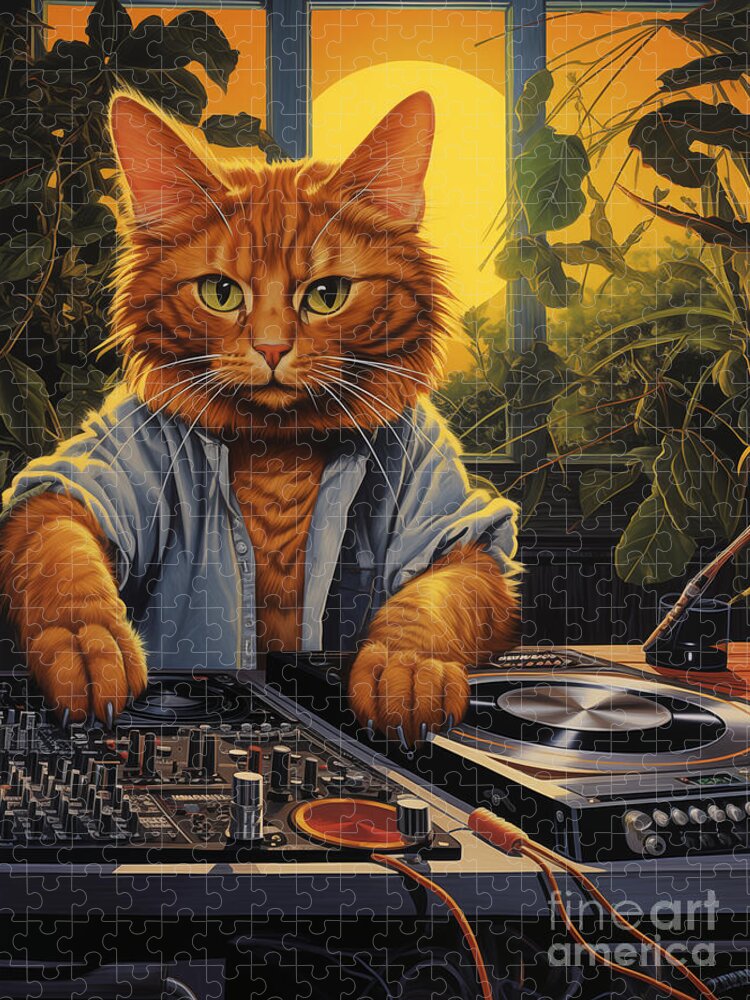 Turntable Cat Jigsaw Puzzle: A Whimsical DJ Scene