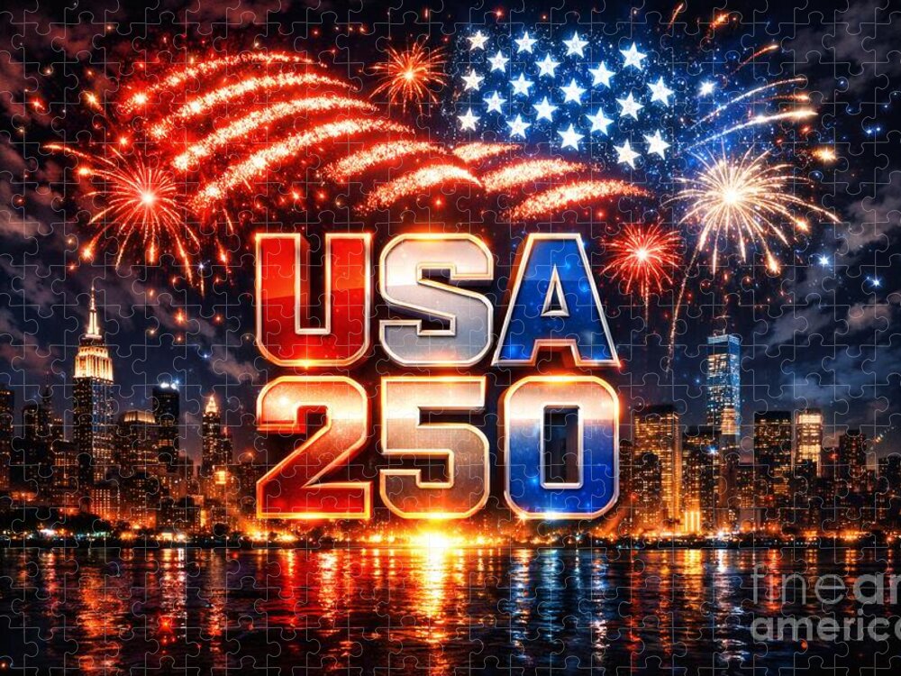USA 250 Fireworks Celebration Jigsaw Puzzle: A Patriotic Night Sky