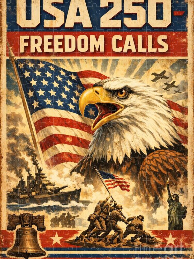 USA 250 Freedom Calls Jigsaw Puzzle: Patriotic Artwork