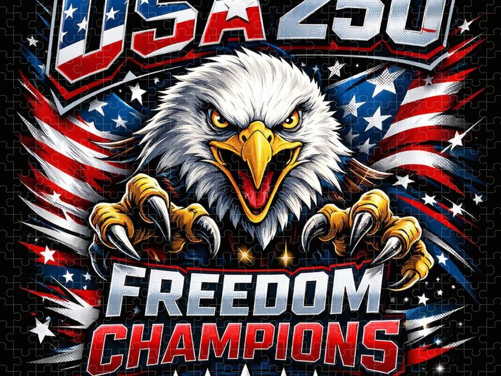 USA 250 Freedom Champions Jigsaw Puzzle: Patriotic Eagle Art