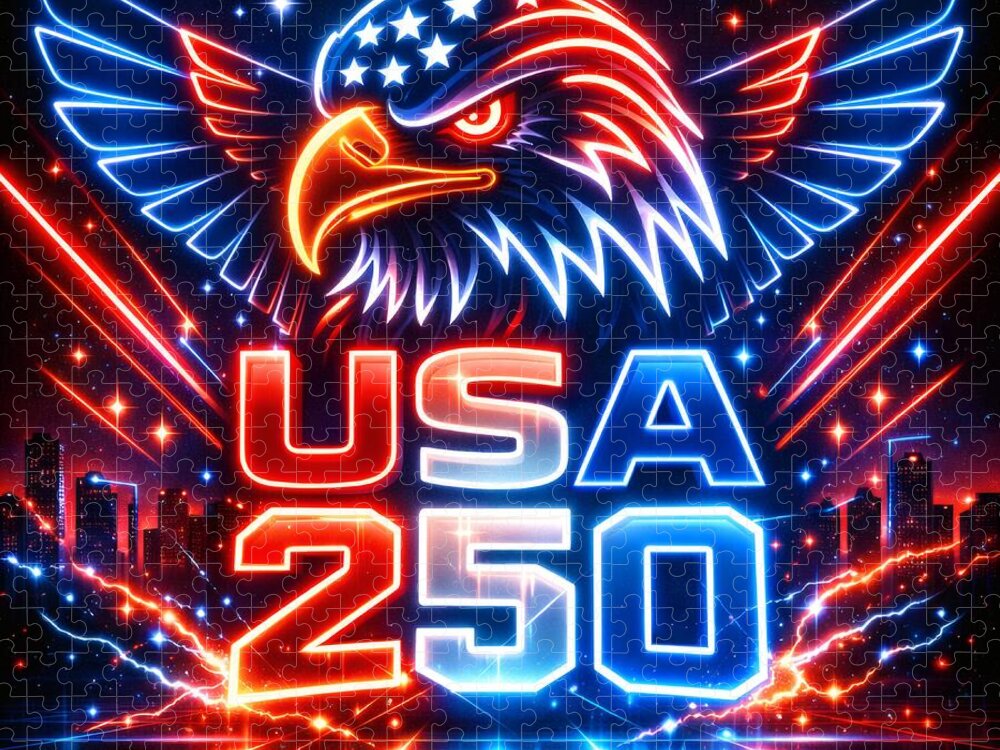 USA 250 Neon Eagle Jigsaw Puzzle: A Bold Patriotic Challenge