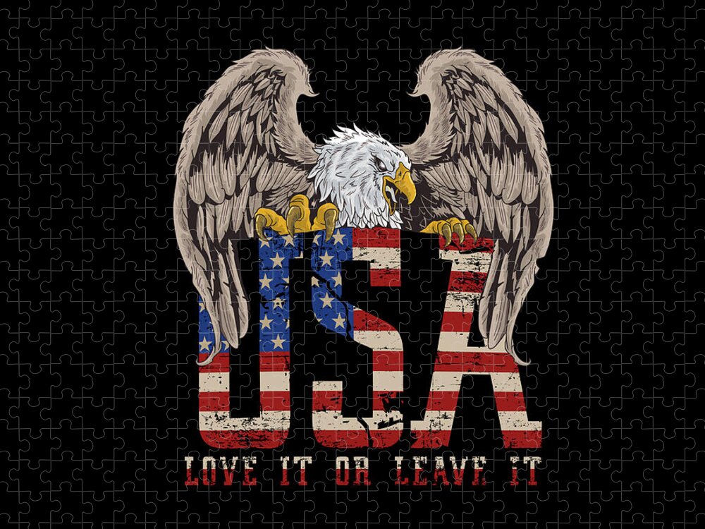 USA Patriotic Eagle Jigsaw Puzzle: Love It or Leave It