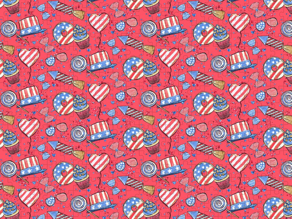 USA Patriotic Pattern 4 July Jigsaw Puzzle by Carlos V
