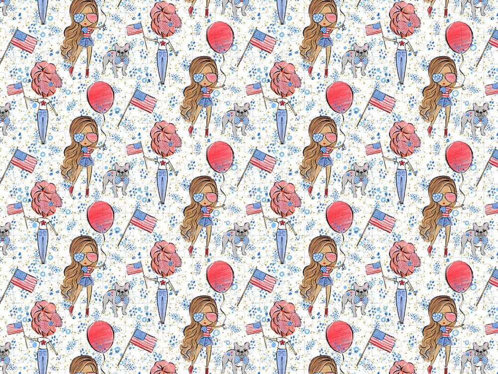 USA Patriotic Pattern Jigsaw Puzzle: Fun 4th of July Theme