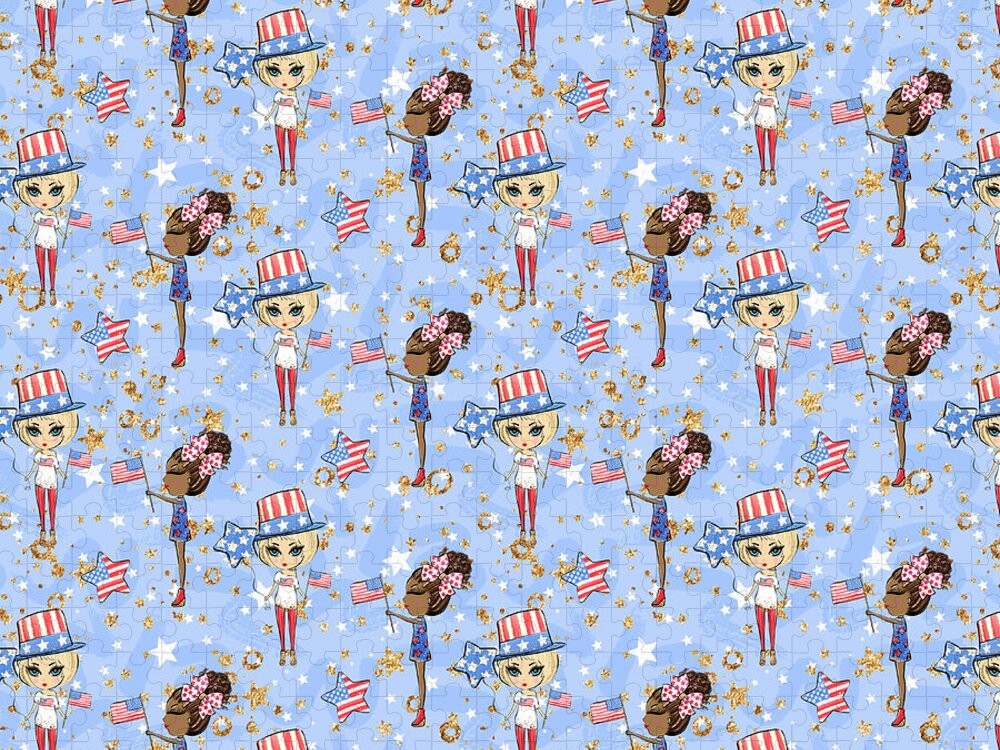 USA Patriotic Pattern Jigsaw Puzzle: Celebrate the 4th of July