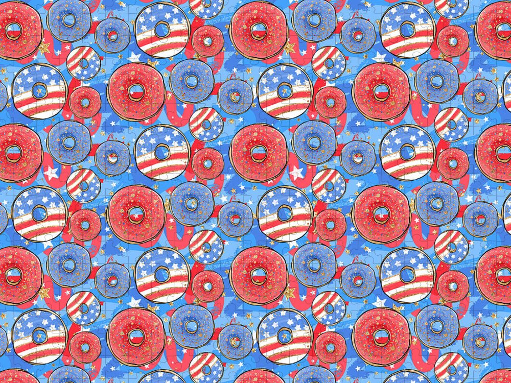 USA Patriotic Pattern Jigsaw Puzzle for 4th of July Fun