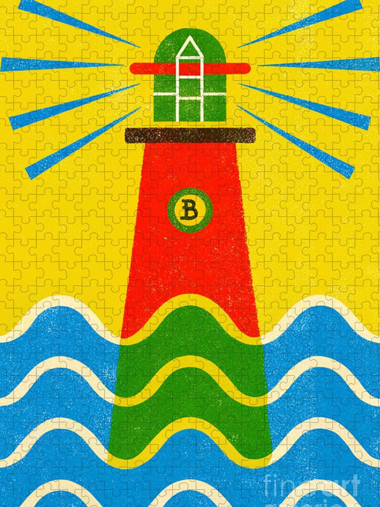 Vibrant Bitcoin Lighthouse Jigsaw Puzzle by Carlos V