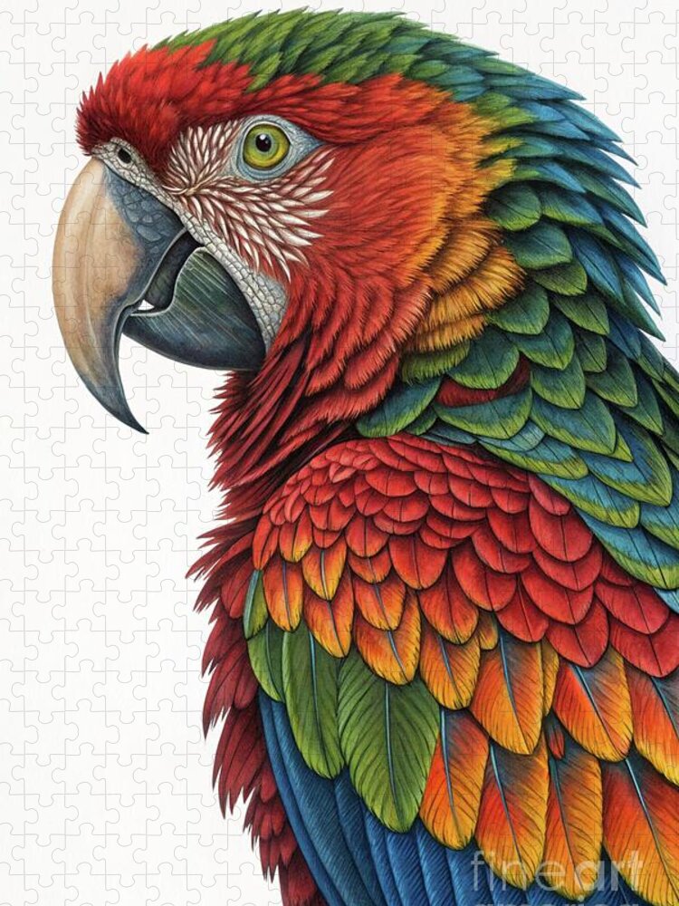 Vibrant Parrot Jigsaw Puzzle: A Burst of Feathered Detail