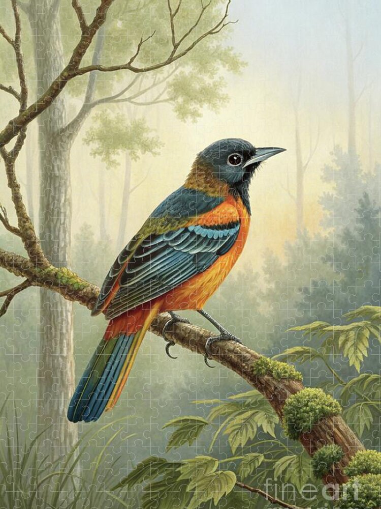 Vibrant Warbler Bird Forest Jigsaw Puzzle