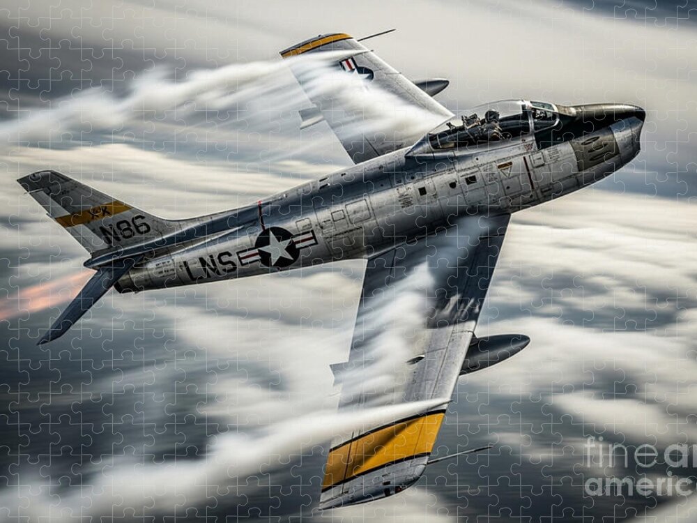 Vintage F-86 Jet in Flight Jigsaw Puzzle: A Nostalgic Aviation Challenge