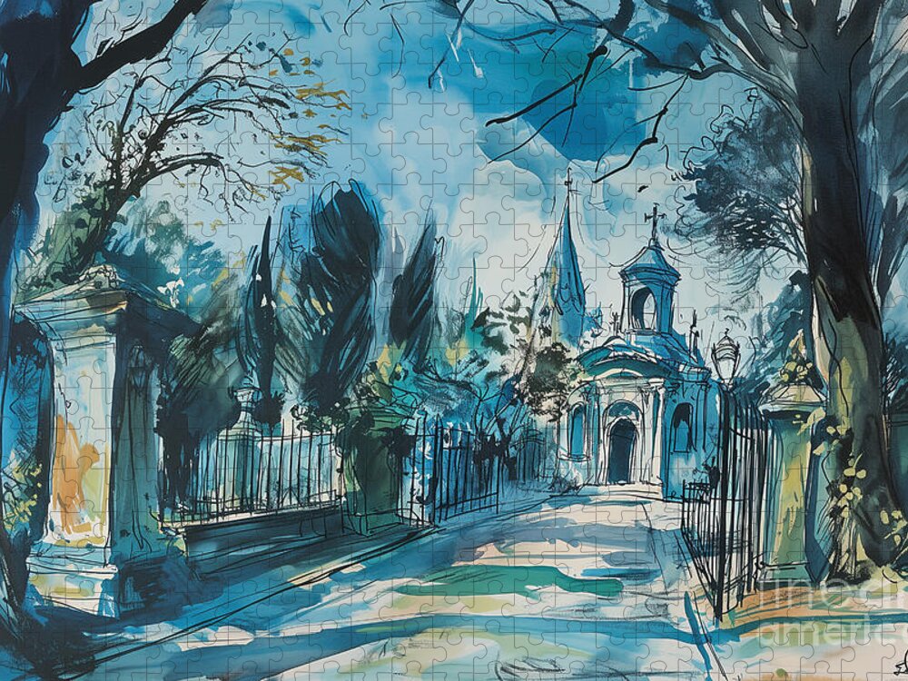 Mysterious Pere Lachaise Cemetery Jigsaw Puzzle by Carlos V