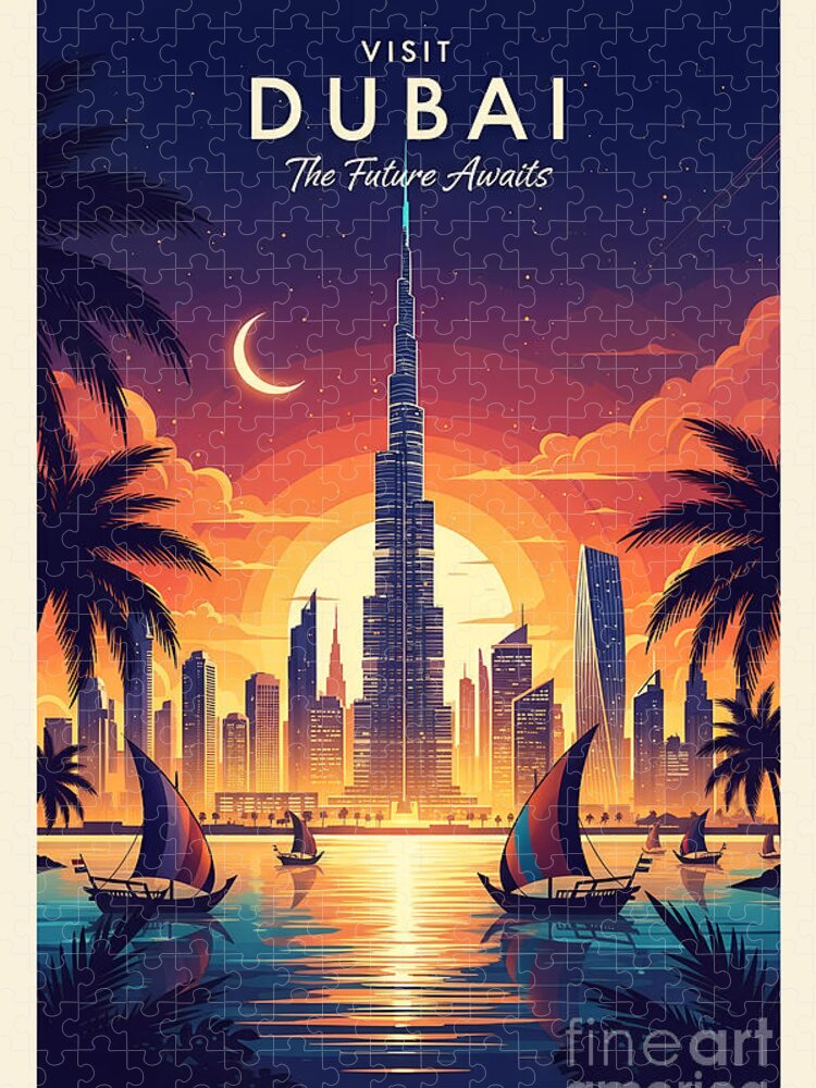 Visit Dubai The Future Awaits Jigsaw Puzzle: A Futuristic Skyline