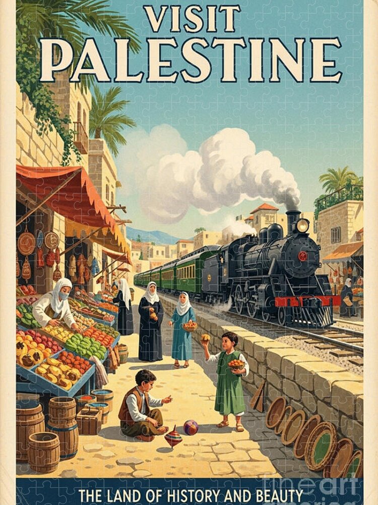 Visit Palestine Vintage Travel Jigsaw Puzzle by Carlos V