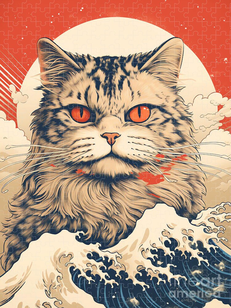 Wave Rider Cat Jigsaw Puzzle: A Mystical Feline Adventure