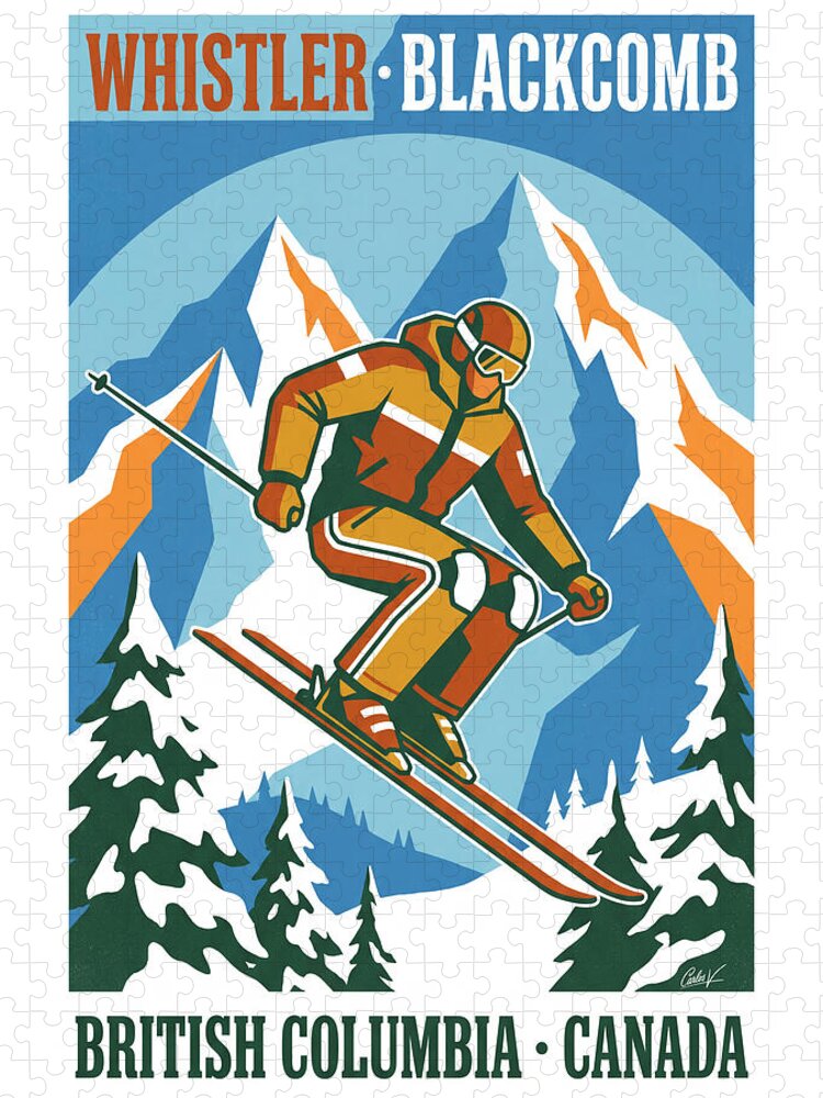 Whistler Blackcomb 1970s Ski Jigsaw Puzzle: Retro Mountain Adventure