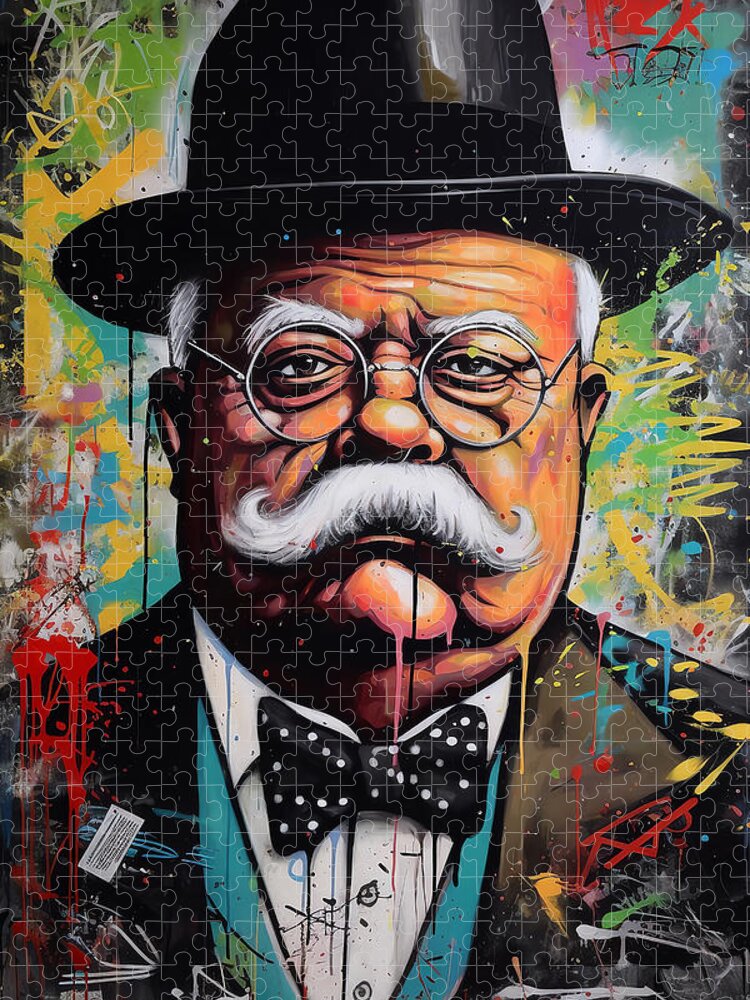 Wilford Brimley Graffiti Portrait Jigsaw Puzzle: Vibrant Street Art