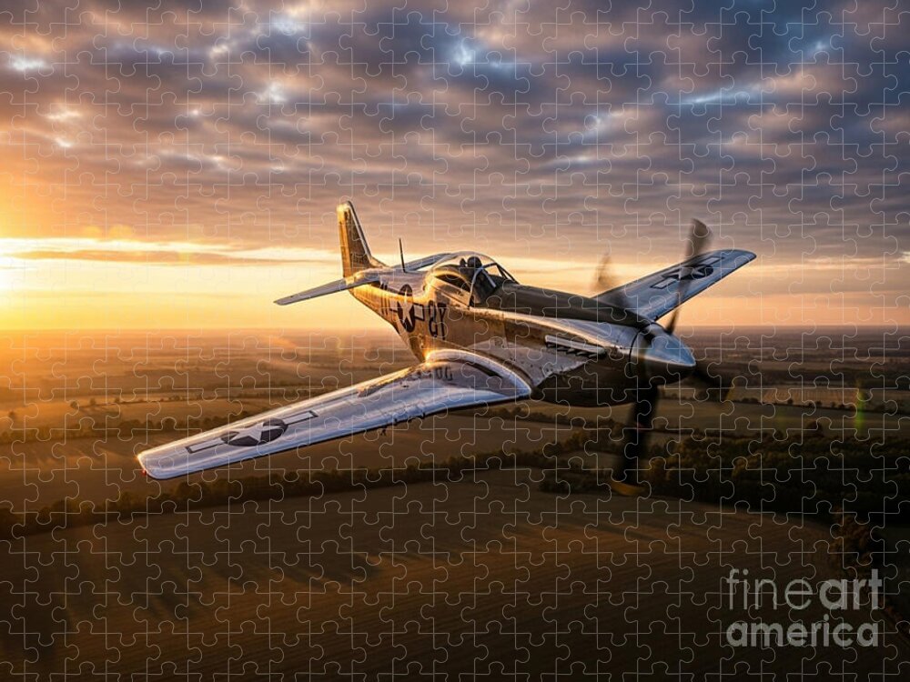 WWII Fighter Plane at Sunset Jigsaw Puzzle: A Tribute to Aviation History